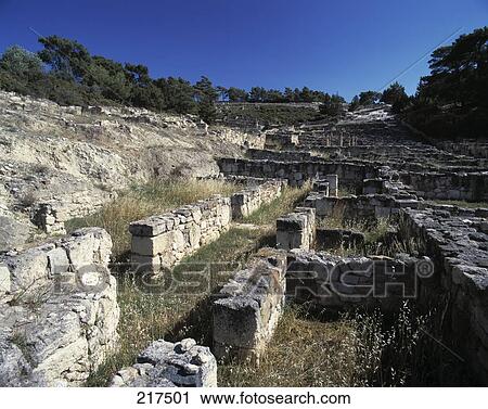 Stock Image - Ruins of town, Kamiros, Rhodes, Dodecanese Islands, Greece . Fotosearch