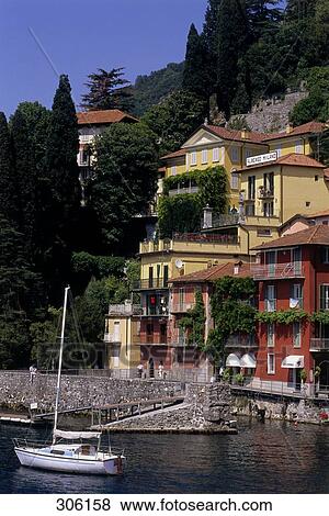 Stock Photo - Sailboat in lake, Lake Como, Lombardy, Italy . Fotosearch