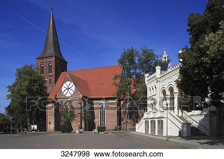 Saint Bartholomew church and town hall of Wittenburg, Germany View Large Photo Image Stock Photo - Saint Bartholomew church and town hall of Wittenburg, Germany . Fotosearch