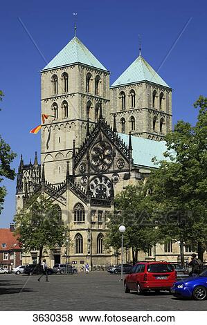 Saint Paul Cathedral with Liebfrauenkirche in the background, Muenster, Germany View Large Photo Image Stock Photo - Saint Paul Cathedral with Liebfrauenkirche in the background, Muenster, Germany . Fotosearch