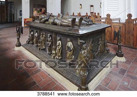 Stock Image - Sarcophagus, minster church, Bordeshom, Schleswig-Holstein, Germany, Europe . Fotosearch