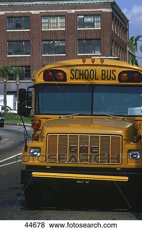 Schoolbus on road, New Orleans, Louisiana, USA View Large Photo Image Stock Photo - Schoolbus on road, New Orleans, Louisiana, USA . Fotosearch