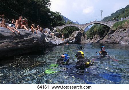 Scuba divers in river, Lavertezzo, Valle Verzasca, Locarno, Canton Of Ticino, Switzerland View Large Photo Image Stock Image - Scuba divers in river, Lavertezzo, Valle Verzasca, Locarno, Canton Of Ticino, Switzerland . Fotosearch