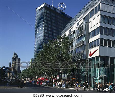 Stock Image - Sculpture in park in front of church, Kaiser Wilhelm Memorial Church, Berlin, Germany, Europe . Fotosearch