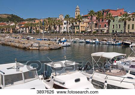 Sight of Riva Ligure with harbor, Italy View Large Photo Image Stock Photograph - Sight of Riva Ligure with harbor, Italy . Fotosearch