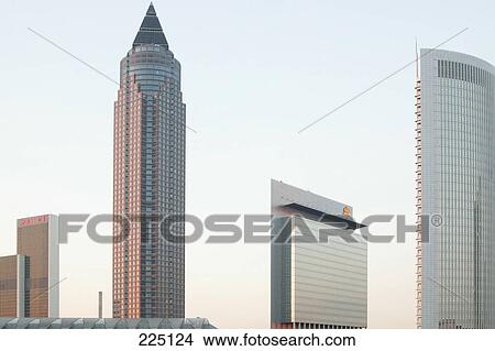 Skyscrapers in city, Messeturm Tower, Frankfurt, Hesse, Germany View Large Photo Image Picture - Skyscrapers in city, Messeturm Tower, Frankfurt, Hesse, Germany . Fotosearch