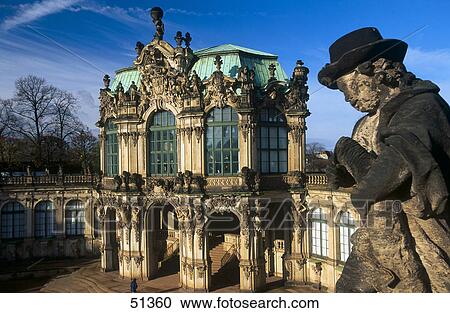 Stock Image - Statue in palace, Zwinger Palace, Dresden, Saxony, Germany . Fotosearch