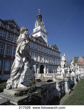 Statues in front of palace, Wolfenbuettel Schloss, Wolfenbuettel, Lower Saxony, Germany View Large Photo Image Stock Photograph - Statues in front of palace, Wolfenbuettel Schloss, Wolfenbuettel, Lower Saxony, Germany . Fotosearch