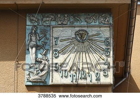 Stock Photography - Sundial, Frechen, North Rhine-Westphalia, Germany, Europe . Fotosearch