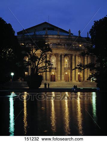 Theater building lit up at night, Wuerttemberg State Theatre, Baden-Wurttemberg, Germany View Large Photo Image Stock Image - Theater building lit up at night, Wuerttemberg State Theatre, Baden-Wurttemberg, Germany . Fotosearch