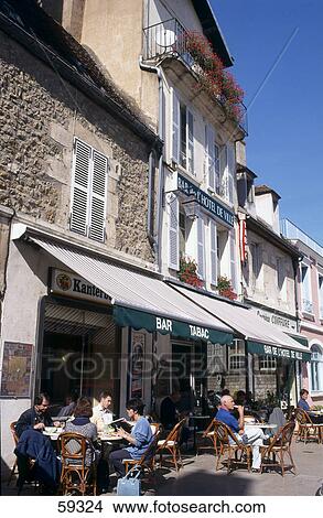 Picture - Tourists at outdoor cafe, Avallon, Burgundy, France . Fotosearch