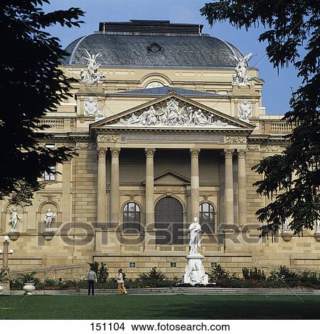 Tourists in front of theatre building, Hessian state Theatre, Hesse, Germany View Large Photo Image Picture - Tourists in front of theatre building, Hessian state Theatre, Hesse, Germany . Fotosearch