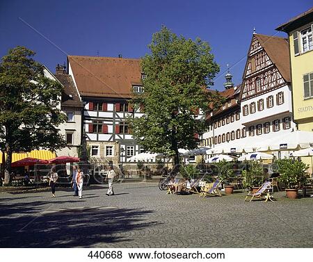 Stock Photo - Tourists in market, Baden-Wurttemberg, Germany . Fotosearch