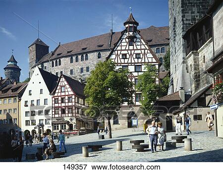 Tourists near castle, Nuremberg, Bavarians, Germany View Large Photo Image Stock Photo - Tourists near castle, Nuremberg, Bavarians, Germany . Fotosearch