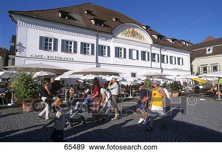 Stock Photo - Tourists near restaurant, Ueberlingen, Bodenseekreis, Germany . Fotosearch