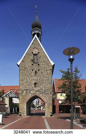 Stock Image - Town gate in Quakenbrueck, Germany . Fotosearch