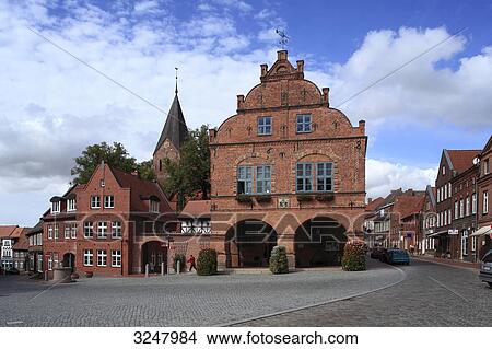 Town hall and church in Gadebusch, Germany View Large Photo Image Picture - Town hall and church in Gadebusch, Germany . Fotosearch