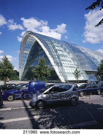 Stock Photography - Traffic near office building, Berlin Arch, Hamburg, Germany . Fotosearch