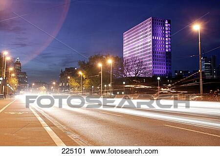 Traffic on road at night, Frankfurt, Hesse, Germany View Large Photo Image Stock Image - Traffic on road at night, Frankfurt, Hesse, Germany . Fotosearch