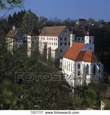 Trees around castle and church, Haigerloch, Baden-Wurttemberg, Germany View Large Photo Image Stock Photo - Trees around castle and church, Haigerloch, Baden-Wurttemberg, Germany . Fotosearch