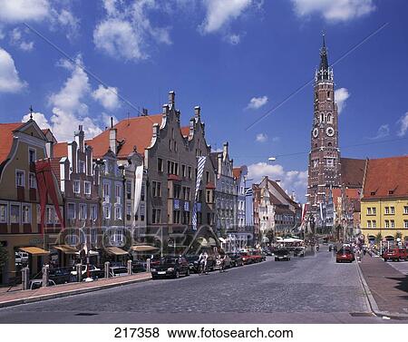Stock Photo - Trinity church in city, Landshut, Bavaria, Germany . Fotosearch