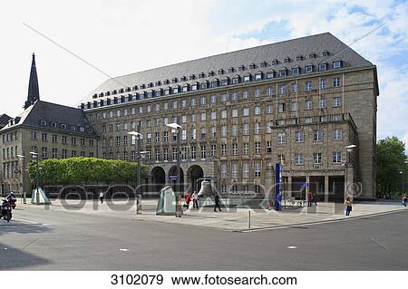 Stock Photo - Willy Brandt Square and town hall, Bochum, North Rhine-Westphalia, Germany . Fotosearch