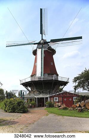 Windmill, Badbergen, Germany View Large Photo Image Stock Image - Windmill, Badbergen, Germany . Fotosearch