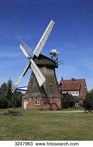 Stock Image - Windmill in Wittenburg, Germany . Fotosearch