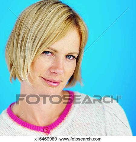Front View Portrait Of Young Woman Stock Photo