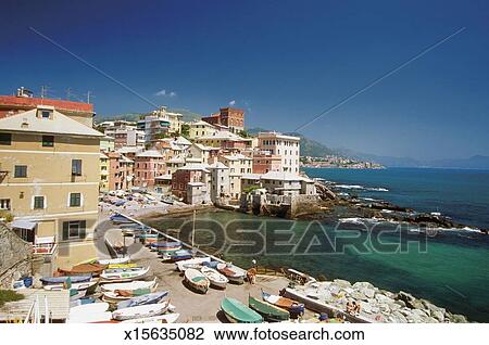 Boccadasse Beach Harbor Genoa Italy Stock Image