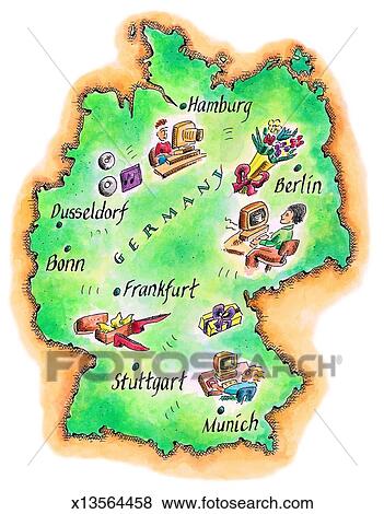 Stock Illustration of Map of Germany x13564458 - Search EPS Clip Art