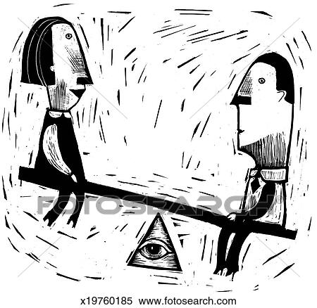 Man Woman On Seesaw Man Woman On Seesaw