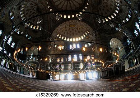 Interior Of Blue Mosque In Istanbul Turkey Stock Photo