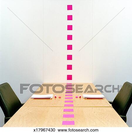 Row Of Sticky Notes Dividing Room In Half Stock Image