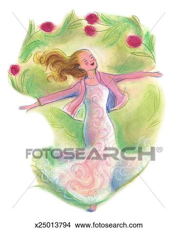 Drawings of Carefree Woman x25013794 - Search Clip Art Illustrations ...