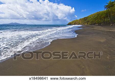 Sable Noir Plage Guadeloupe Banque Dimage