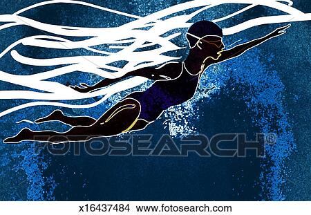 Swimmer Stock Illustration | x16437484 | Fotosearch