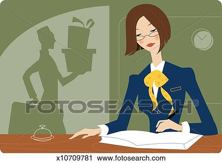 Receptionist At Front Desk Of Hotel Clip Art X10709781 Fotosearch