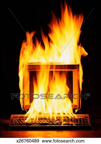 Computer On Fire Stock Photo X26760489 Fotosearch