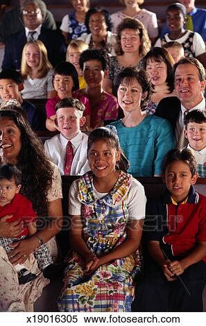 Multi-Ethnic Group of Happy People at Church View Large Photo Image Stock Image - Multi-Ethnic Group of Happy People at Church. Fotosearch - Search Stock Photos, Mural Pictures, Photographs, and Photo Clipart