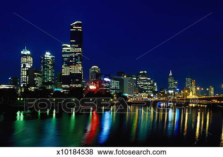 Skyline And Yarra River Melbourne Australia Stock Photo