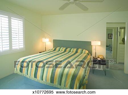 Green Bedroom Home Showcase Interior Stock Photography