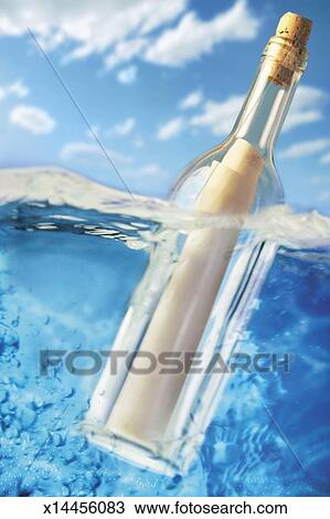 floating water bottle message surface level fotosearch fsd292