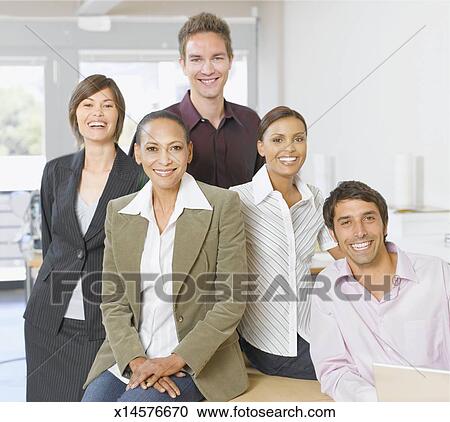 posing five office business portrait fotosearch