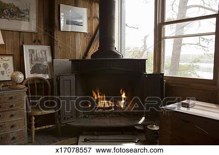 Fireplace In Rustic Cottage Stock Photo X17078557 Fotosearch