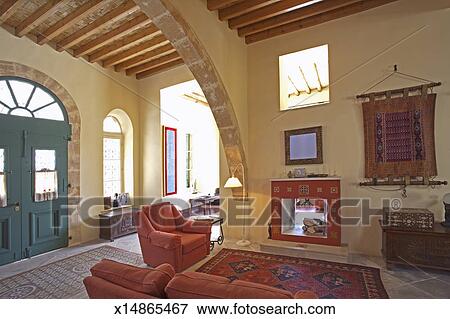 Picture of Entrance hall and living area of Mediterranean town house ... Picture of Entrance hall and living area of Mediterranean town house ...