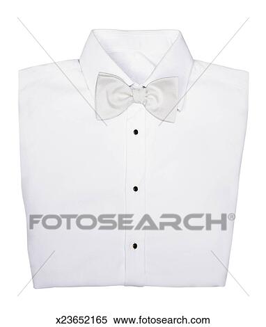 Download Stock Image of Tuxedo shirt folded with white bow tie ...