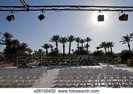 Empty Seats And Floodlights From Outdoor Stage Stock Image Outdoor Stage Stock Image