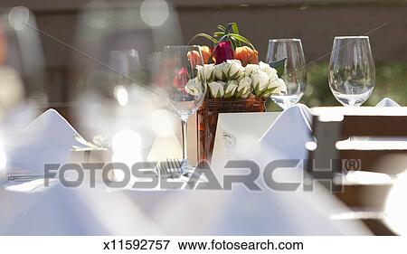 Formal Table Setting At A Wedding Reception Stock Photo