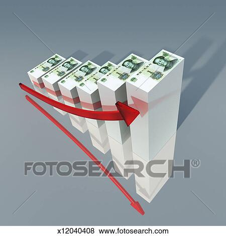 Chinese Renminbi Currency Notes As A Bar Chart Stock Photo - 